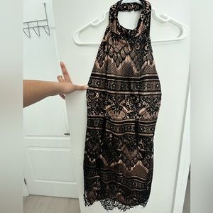 High neck lace dress.